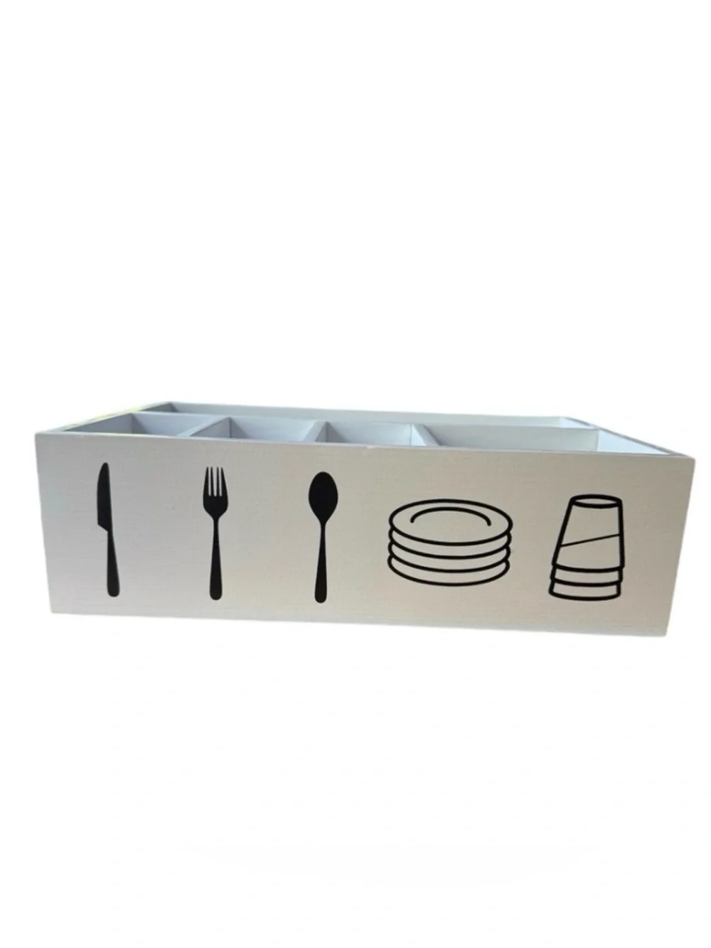White Wood Utensil and Plate Organizer